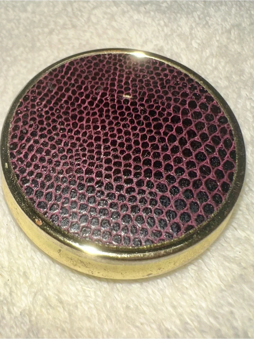 Gold Dark Brown Textured Pill Box Case 3 Compartment Pocket Travel Trinket